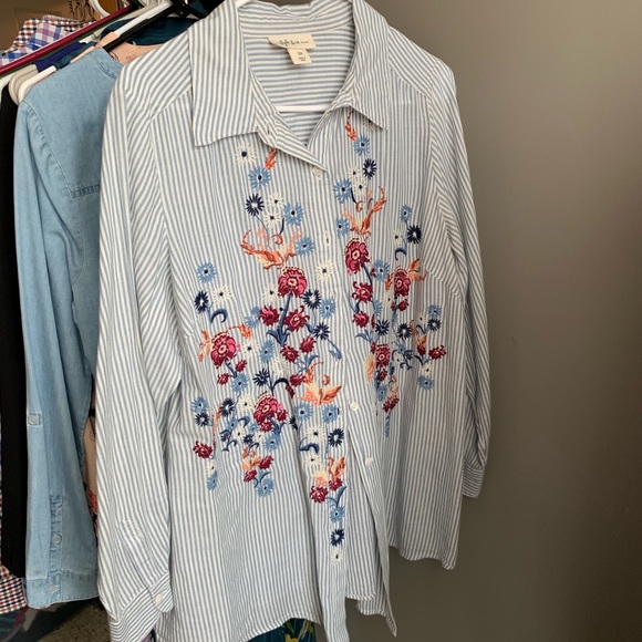Embroidered Button Down Shirt - Picture 1 of 5